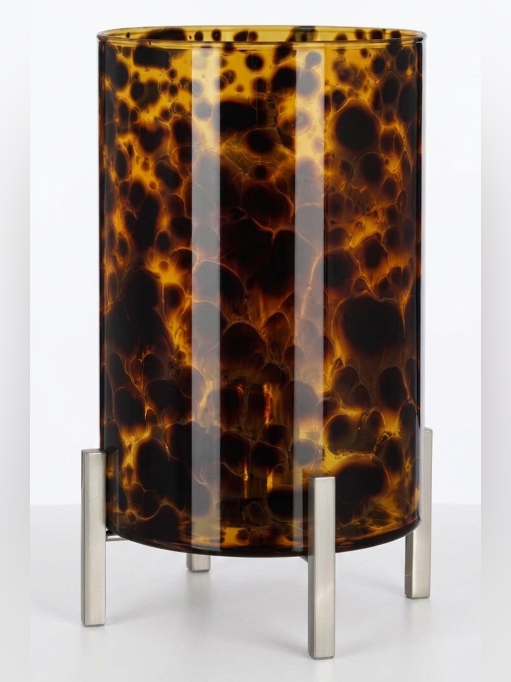 Ravenna Home Mini Glass Accent Lamp Tortoise Shell ~9.75" EUC